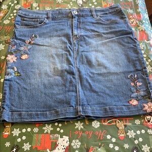 Style & Co Embroidered Denim Skirt